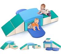 Parcours Motricité Bébé en Mousse,Blocs d’Escalade avec Housse en Cuir et Attaches à Crochets et Boucles, Mousse Blocs de Construction Jouets éducatifs,Soft Play Corner Climber (DM152123)