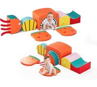 Parcours Motricité Bébé en Mousse,Blocs d’Escalade avec Housse en Cuir et Attaches à Crochets et Boucles, Mousse Blocs de Construction Jouets éducatifs,Soft Play Corner Climber (DM152125)