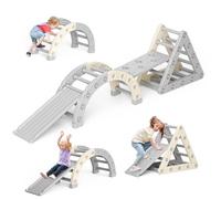 Parcours motricité bébé,Montessori Triangle d'escalade, Cadre d'escalade avec échelle Triangulaire, échelle en Arc et 2 Planches d'escalade, connexions renforcées 50 kg 1 à 6 Ans
