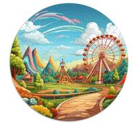 Parcs d'attractions Puzzle 1000 Pièces Roue de Fer Ronde Puzzle Jouets Cadeau Intéressants Décoration Murale pour Adultes 1000pcs (67.5x67.5cm)