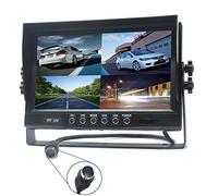 Pardarsey Écran LCD TFT Quad Split pour voiture, télécommande, 4 canaux, connecteur 4 broches, entrées vidéo, résistant aux chocs, écran 12 V-24 V 800480HD avec pare-soleil anti-reflet