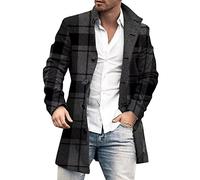 Pardessus en Laine pour Homme Manteau Long, Manteau Homme Automne Hiver Chaud Long Slim Trench Coat Vestes en Laine Hommes manteau d'hiver mince revers à Manches Longues