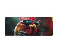 Pardon, lunettes de soleil, grand coq imprimé floral, tapis de souris pour ordinateur portable, grand tapis de souris avec bords cousus, base en caoutchouc antidérapant, tapis de bureau à ressort pour