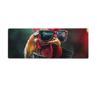Pardon, lunettes de soleil, grand coq tapis de souris avec base en caoutchouc antidérapant étendue avec bords cousus, grand tapis de souris pour ordinateur de bureau, 11,8 x 31,5 cm