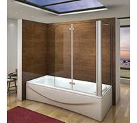 Pare-baignoire 120x140 cm pivotant à 180° et une paroi de fixation en 75x140cm