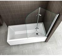 Pare-baignoire 140x140 cm pliant et pivotant en verre transparent