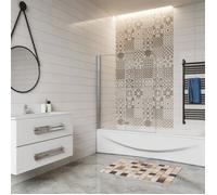 Pare baignoire 2 volet pliante et pivotant chrome - L.100 x H.140 cm en 6mm verre anticalcaire