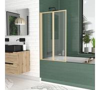 Pare-baignoire 2 volets pivotants 120 x 70 cm, profilés aluminium doré brossé, Galedo Duo