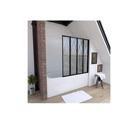 Pare baignoire 4 volets pivotants - profiles noir mat - verre transparent 4mm - TETRA BLACK