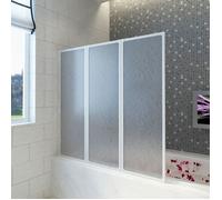 vidaXL Pare-baignoire à 3 volets rétractables 141 x 132 cm Blanc G 140785