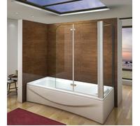 Pare-baignoire AICA 90x140cm avec paroi latérale 70x140cm, 2 volets pivotants et pliants