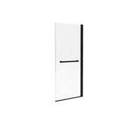 Pare baignoire avec porte-serviette en métal noir mat au style industriel - 70 x 140 cm - TOBIN