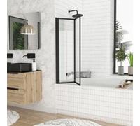Pare-baignoire avec volet pivotant 70 x 120 cm noir mat Galedo
