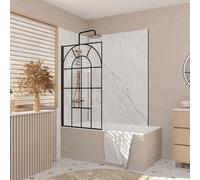 Pare Baignoire Déco 75x130 cm - Verre Trempé 4 mm Sérigraphie Verrière - Profilé Noir Mat