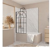 Pare Baignoire Déco 75x130 cm - Verre Trempé 4 mm Sérigraphie Verrière - Profilé Noir Mat