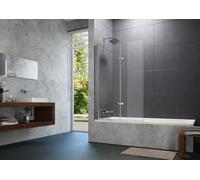 Pare-baignoire HÜPPE Design pure, porte pliante battante, fixation à gauche, largeur 1200mm, hauteur 1500mm, 8P2302087321, Cabines de douche: Couleur du profilé verre argenté mat ESG clair