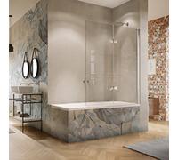 Pare-baignoire HÜPPE Solva, porte basculante/pliante, fixation à droite, cadre partiel, largeur 1200mm, hauteur 1500mm, S26502123375, Cabines de douche: Couleur du profil Verre Black Edition ESG Priva