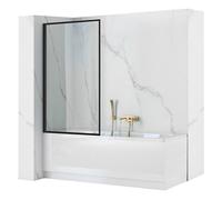 Rea Pare-baignoire Mobile Lagos 70 x 140 cm écran paroi de baignoire sur le mur, verre de sécurité 5 mm (Finition des profils: Noir)