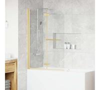 Pare Baignoire, Paroi de Douche Paroi de Baignoire Doré 95 x 140 cm Verre ESG et aluminium