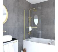 Pare baignoire Pivotant avec Porte-Serviette 85x150cm - Or Doré Brossé - Verre 6mm - TSHAPE GOLDY