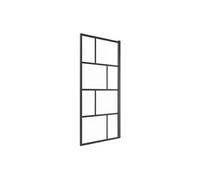 Pare baignoire pivotant style industriel - 70 x 140 cm - Noir mat - Verre - RIVANON