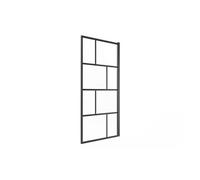 Pare baignoire pivotant style industriel - 70 x 140 cm - Noir mat - Verre - RIVANON