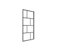 Pare baignoire pivotant style industriel - 70 x 140 cm - Noir mat - Verre - RIVANON