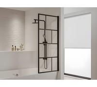 Pare baignoire pivotant style industriel - 70 x 140 cm - Noir mat - Verre - RIVANON