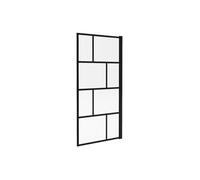 Vente-unique - Pare baignoire pivotant style industriel - 90 x 140 cm - Noir mat - Verre - RIVANON