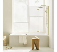 Pare-baignoire pivotant transparent or H.140 x l.100 cm SCHULTE paroi de baignoire réversible 5 mm pliant 2 volets rabattables