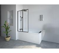 Pare baignoire pliant en métal style atelier - Noir mat - 80 x 140 cm - DISTRICT