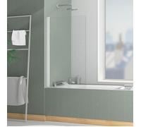 Pare baignoire Rabattable 70x120cm - Profilé Blanc Mat - Verre Trempé 4mm - ELEMENTARY