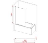 Pare baignoire Rabattable 70x120cm - Profilé finition Or Doré Brossé - Verre Trempé 4mm - ELEMENTARY