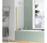 Pare baignoire Rabattable 70x120cm - Profilé finition Or Doré Brossé - Verre Trempé 4mm - ELEMENTARY