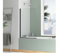 Pare baignoire Rabattable 70x120cm - Profilé Noir Mat - Verre Trempé 4mm - ELEMENTARY