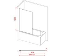 Pare-baignoire Rabattable 70x120cm - Profilé Noir Mat - Verre Trempé 4mm - ELEMENTARY