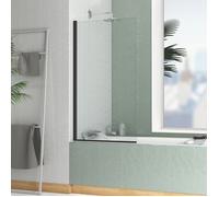 Pare baignoire Rabattable 70x130cm - Profilé Noir Mat - Verre Trempé 4mm - ELEMENTARY
