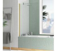 Pare baignoire Rabattable 80x140cm - Profilé Or Doré Brossé - Verre Trempé 4mm - ELEMENTARY