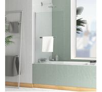 Pare baignoire Rabattable avec porte-serviette 70x120 cm - Profilé Chromé - Verre 4 mm