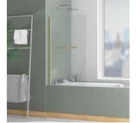 Pare baignoire Rabattable avec porte-serviette 70x120 cm - Profilé Or Brossé - Verre 4 mm