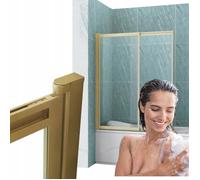 Pare-baignoire Rabattable SILLA SPENCER - 120x150 cm - Paroi de baignoire Doré brossé