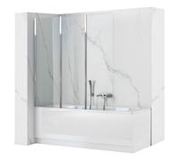 Rea Pare-baignoire pliant Agat-3 120 x 140 cm écran paroi de baignoire sur le mur, verre de sécurité 5 mm (Finition des profils: Chrome)