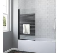 Pare-baignoire sans perçage - Noir mat - 80 x 140 cm - Pour baignoire, porte-serviettes, paroi de douche - 1 pièce en verre de sécurité de 5 mm - Revêtement nano