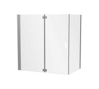 Pare bain Capsule à poser en angle 140 x 90 cm, Chrome