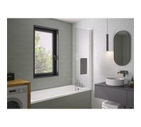 Pare-bain Columba1 1 volet relevable 80x150 profilé blanc verre transparent - KINEDO PB120BTNE