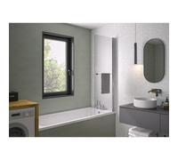 Pare-bain Columba1 1 volet relevable 80x150 profilé chromé verre transparent - KINEDO PB120CTNE