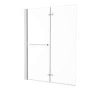 Pare-bain fixe Columba 2 volets relevables 110x150 profilé blanc verre transparent
