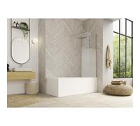 Pare-bain fixe Hydra 80x148 profilé chromé sérigraphie Cosmos - KINEDO PB130CCOE