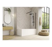 Pare-bain fixe Hydra 80x148 profilé noir verre transparent - KINEDO PB130NTNE