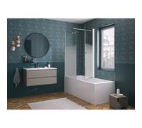 Pare bain Orion avec retour pvt angle 75x152 profilé blanc sérigraphie Cosmos - KINEDO PB146BCOE